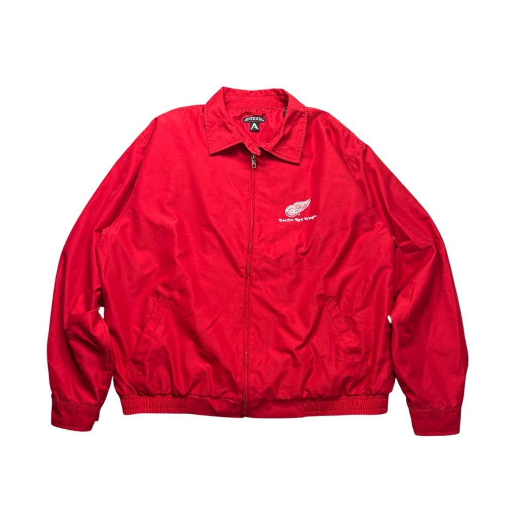 VTG Antigua Detroit Red Wings Mens L Red Full Zip Windbreaker Jacket NHL Hockey - Picture 1 of 7